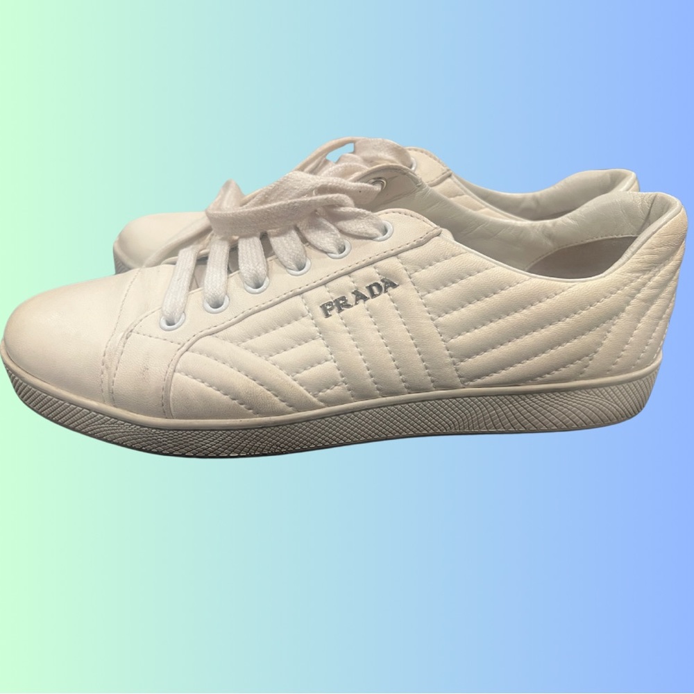 Prada Women's Stitched Leather Sneakers
